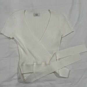 Wilfred by Aritzia Tie-Waist Ribbed Shirt